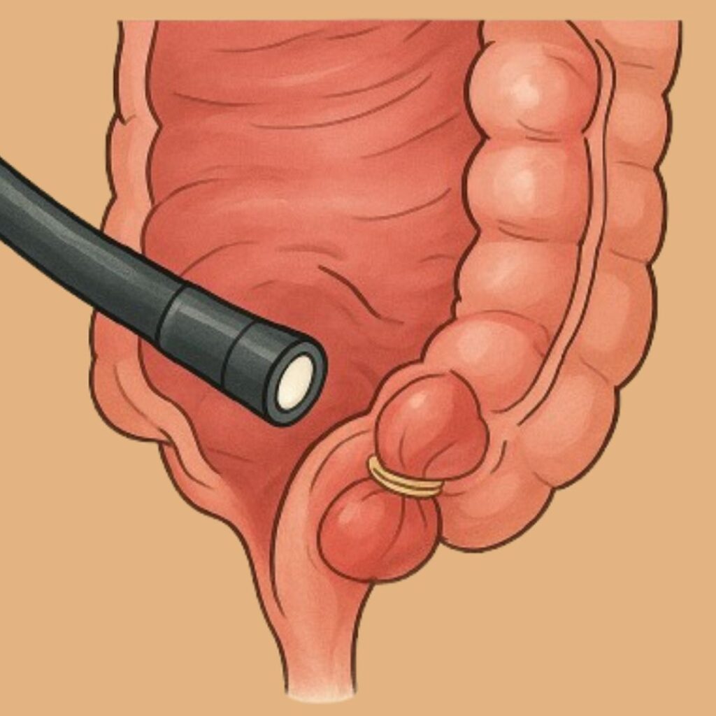 मस्सो और बवासीर का रबर बैंड द्वारा उपचार (sigmoidoscopy)